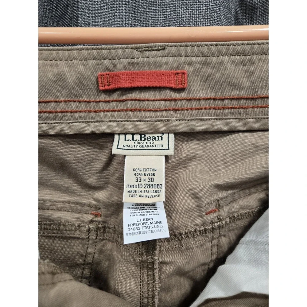 L.L.Bean Riverton Pants Mens 33x30 Brown Canvas Hiking Trail Outdoor Utility